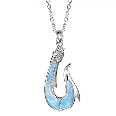 Larimar Maui Fishhook Pendant Pendant Island by Koa Nani Large 
