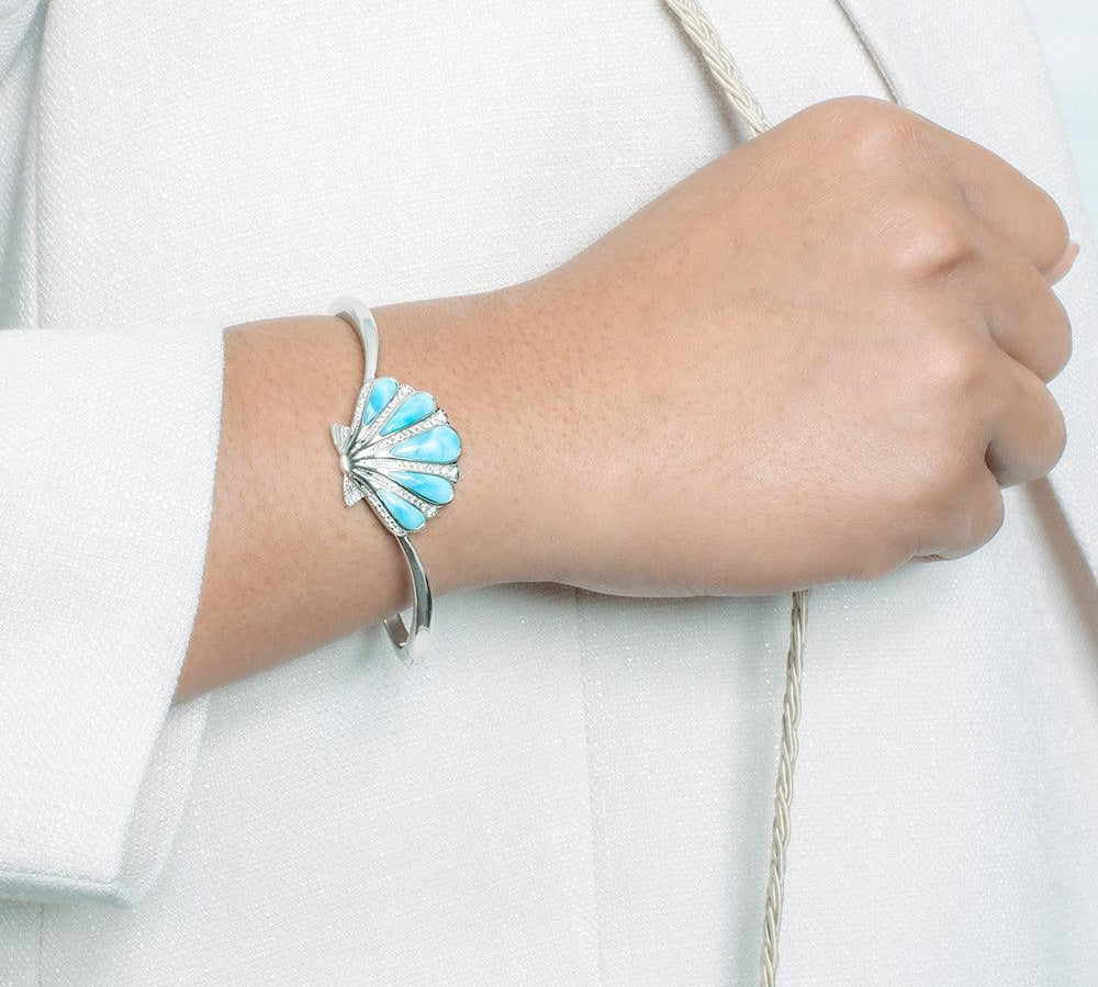 Larimar Mermaid’s Oyster Shell Bangle Bangle Island by Koa Nani 