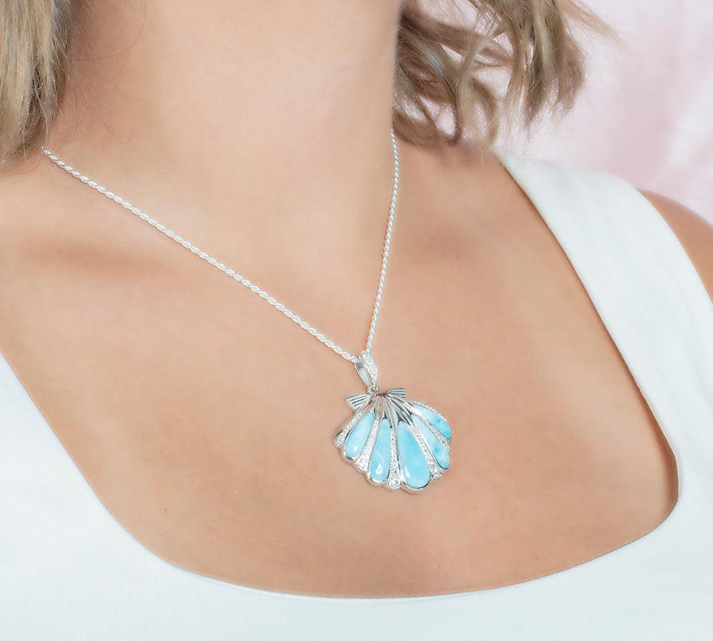 Larimar Mermaid’s Oyster Shell Pendant Pendant Island by Koa Nani 