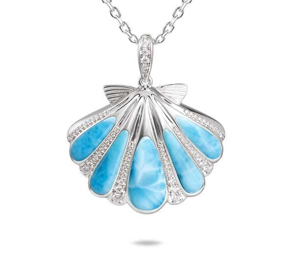 Larimar Mermaid’s Oyster Shell Pendant Pendant Island by Koa Nani 