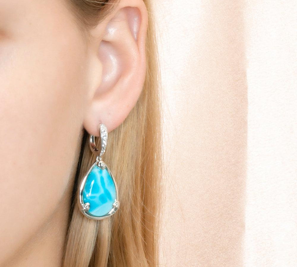 Larimar Nalu Wai Teardrop Earrings Earrings Island by Koa Nani 