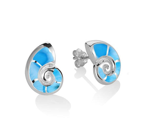 Larimar Nautilus Shell Earrings Earrings Island by Koa Nani 