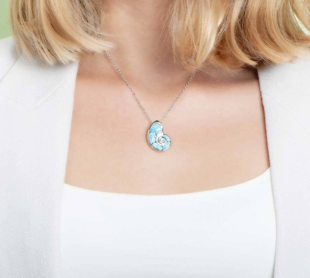 Larimar Nautilus Shell Pendant Pendant Island by Koa Nani 
