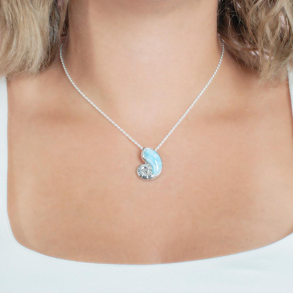Larimar Nautilus Shell Pendant Pendant Island by Koa Nani 