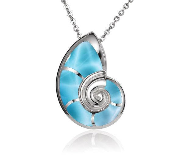 Larimar Nautilus Shell Pendant Pendant Island by Koa Nani 