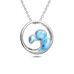 The picture shows a 925 sterling silver larimar big wave pendant.