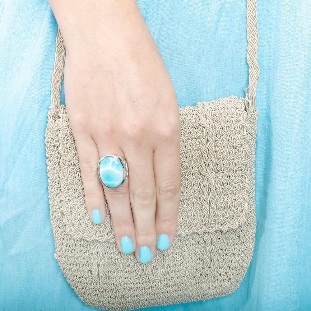 Larimar Ocean Reflection Cocktail Ring Ring Island by Koa Nani 