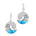 The picture shows 14k white gold larimar ocean wave earrings with diamonds.