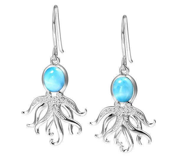 Larimar Octopus Hook Earrings Earrings Island by Koa Nani 