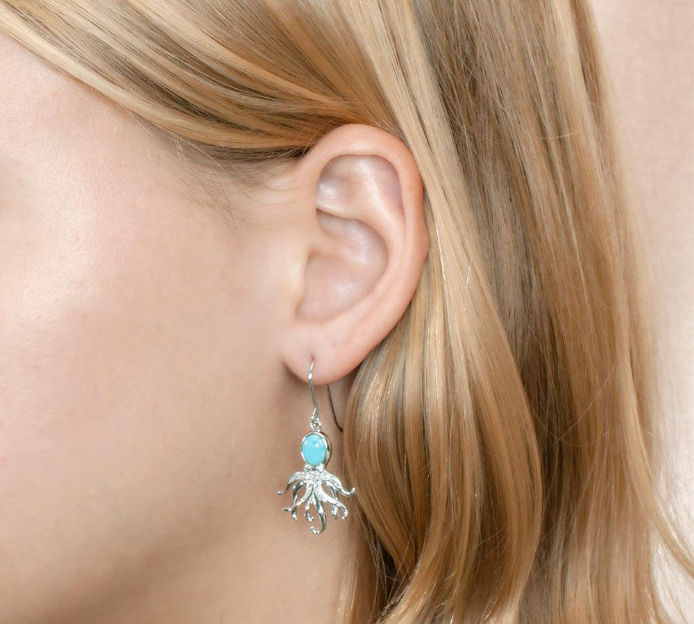 Larimar Octopus Hook Earrings Earrings Island by Koa Nani 