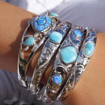 Larimar & Opalite Engraved Scroll Bangle Bangle Island by Koa Nani 