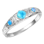 Larimar & Opalite Engraved Scroll Bangle Bangle Island by Koa Nani 
