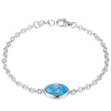 The picture shows a 925 sterling silver larimar and opalite oval bracelet.