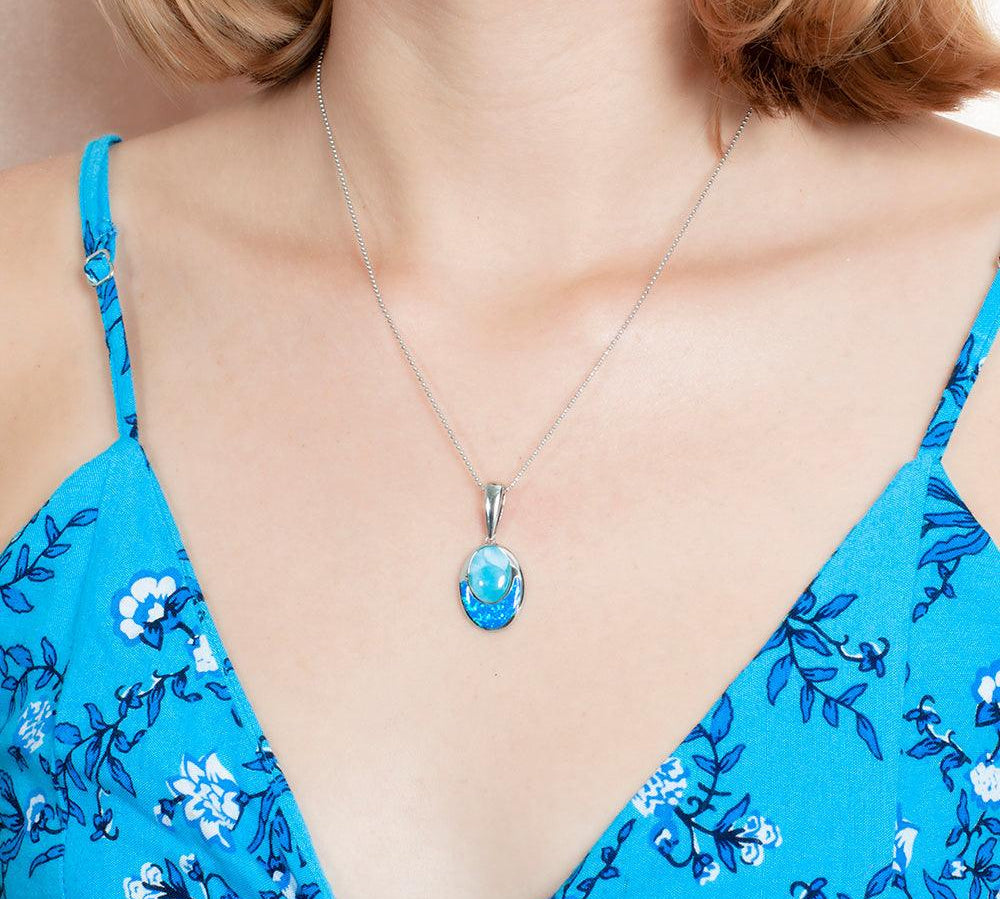 Larimar & Opalite Oval Pendant Pendant Island by Koa Nani 