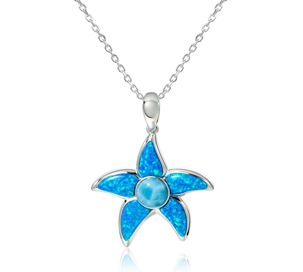 Larimar & Opalite Sea Star Pendant Pendant Island by Koa Nani Large 