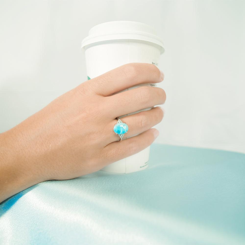 Larimar Oval Ring Trios Ring Island by Koa Nani 