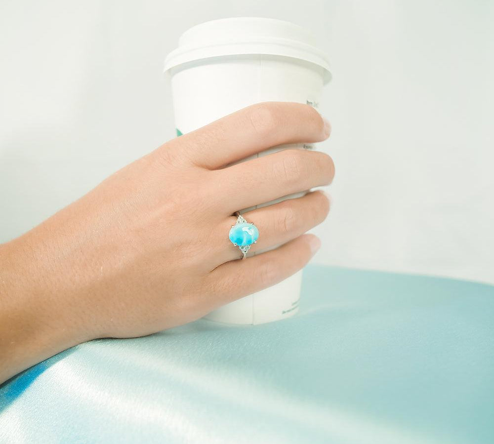 Larimar Oval Ring Trios Ring Island by Koa Nani 