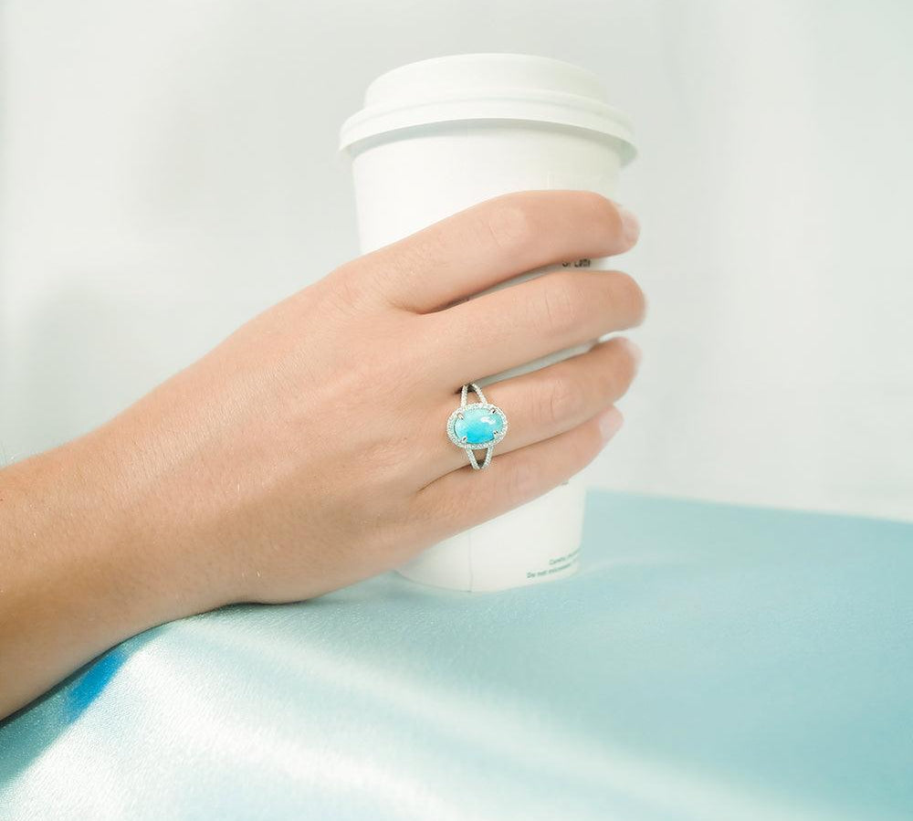 Larimar Oval Split Band Ring Ring Island by Koa Nani 