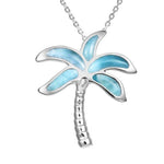 14K white gold Larimar Palm Tree Pendant