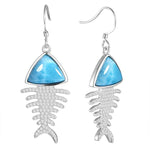 Larimar Pavé Fish Bone Earrings Earrings Island by Koa Nani 