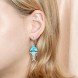 Larimar Pavé Fish Bone Earrings Earrings Island by Koa Nani 