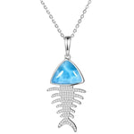 Larimar Pavé Fish Bone Pendant Pendant Island by Koa Nani 