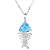 Larimar Pavé Fish Bone Pendant Pendant Island by Koa Nani 