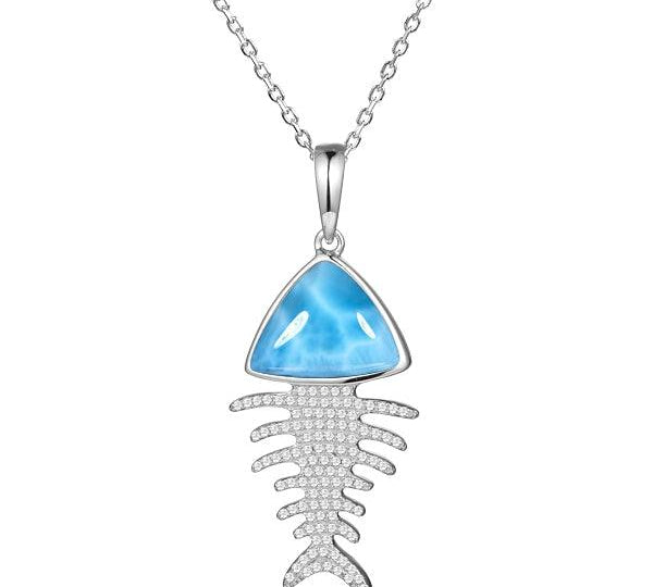 Larimar Pavé Fish Bone Pendant Pendant Island by Koa Nani 