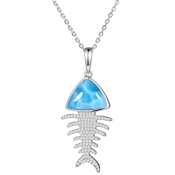 Larimar Pavé Fish Bone Pendant Pendant Island by Koa Nani 
