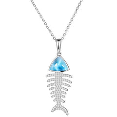 Larimar Pavé Fish Bone Pendant Pendant Island by Koa Nani 