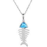 Larimar Pavé Fish Bone Pendant Pendant Island by Koa Nani 