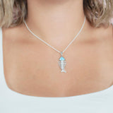 Larimar Pavé Fish Bone Pendant Pendant Island by Koa Nani 