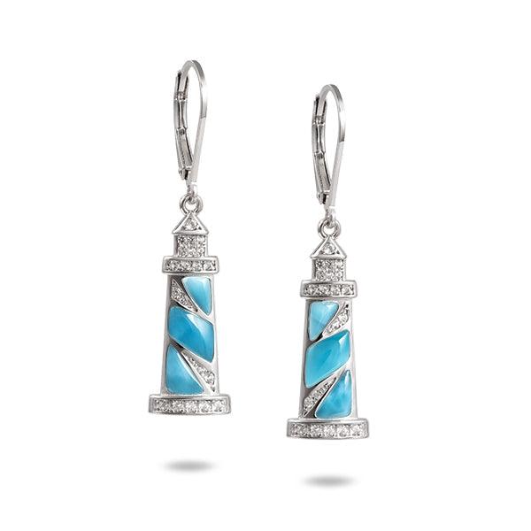 Larimar Pavé Makapu’u Lighthouse Earrings Earrings Island by Koa Nani 