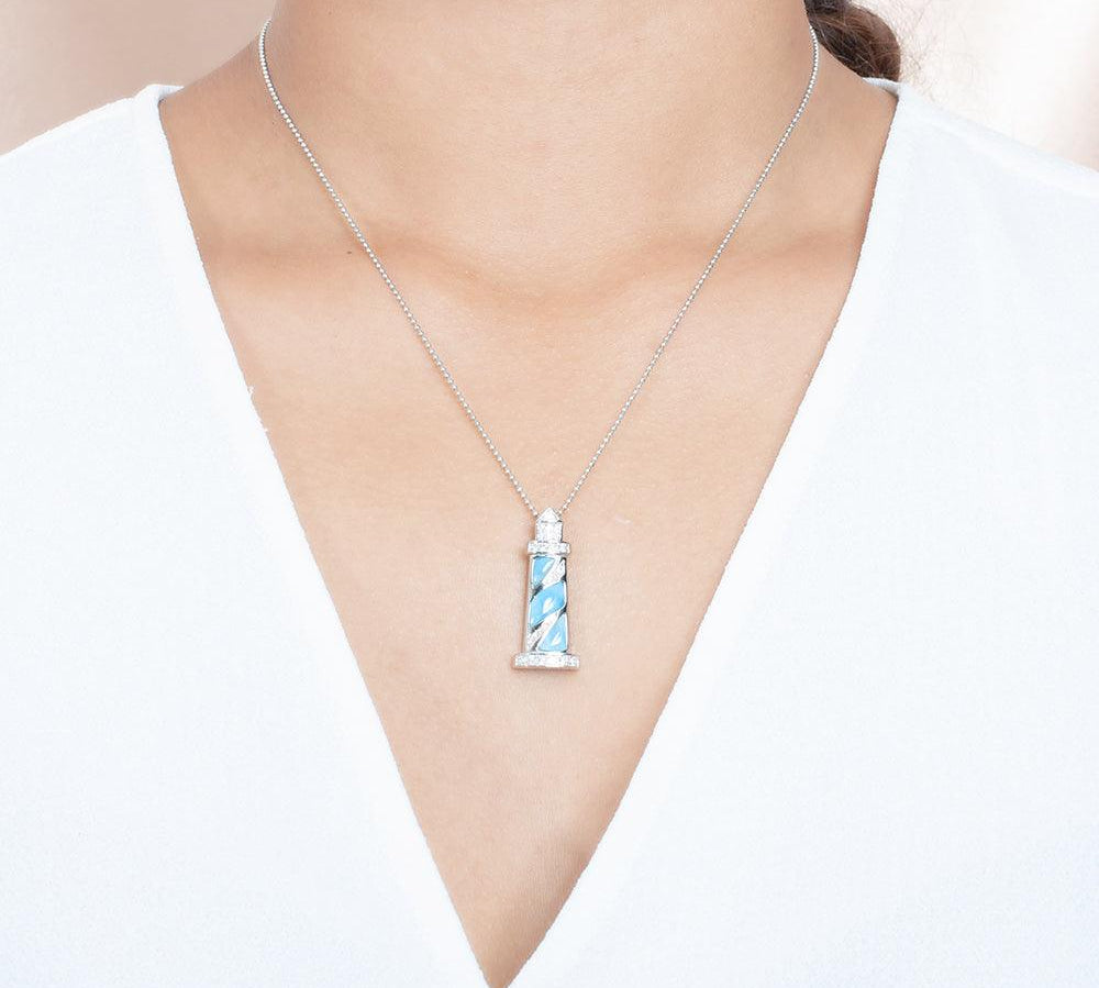Larimar Pavé Makapu’u Lighthouse Pendant Pendant Island by Koa Nani 