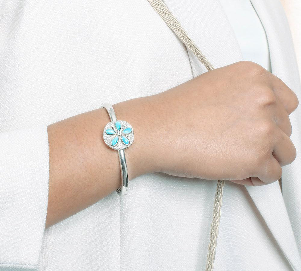 Larimar Pavè Sand Dollar Bangle Bangle Island by Koa Nani 