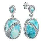 Larimar Pavé Waterfall Oval Earrings Earrings Island by Koa Nani 