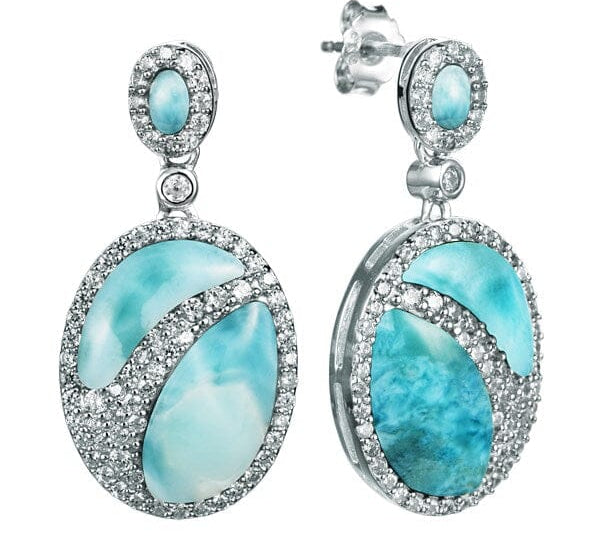 Larimar Pavé Waterfall Oval Earrings Earrings Island by Koa Nani 