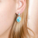 Larimar Pavé Waterfall Oval Earrings Earrings Island by Koa Nani 