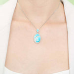 Larimar Pavé Waterfall Oval Pendant Pendant Island by Koa Nani 