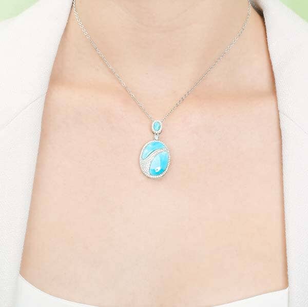 Larimar Pavé Waterfall Oval Pendant Pendant Island by Koa Nani 