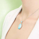 Larimar Pavé Waterfall Oval Pendant Pendant Island by Koa Nani 
