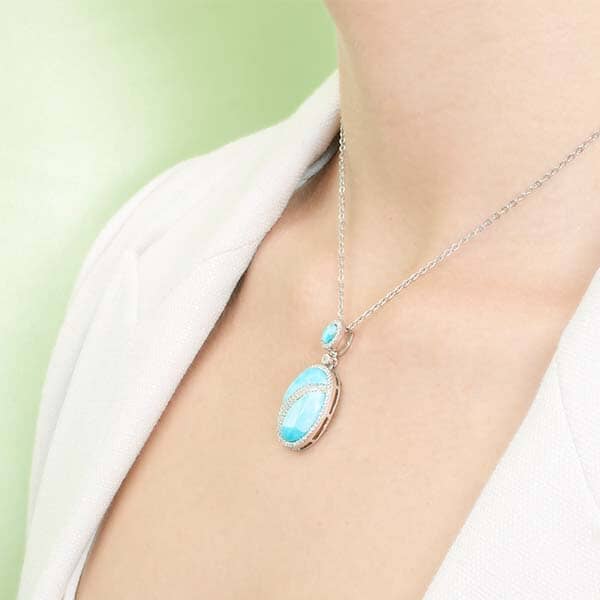 Larimar Pavé Waterfall Oval Pendant Pendant Island by Koa Nani 