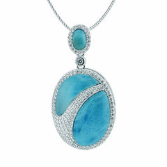 Larimar Pavé Waterfall Oval Pendant Pendant Island by Koa Nani 