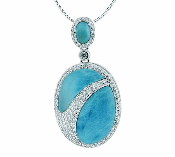 Larimar Pavé Waterfall Oval Pendant Pendant Island by Koa Nani 