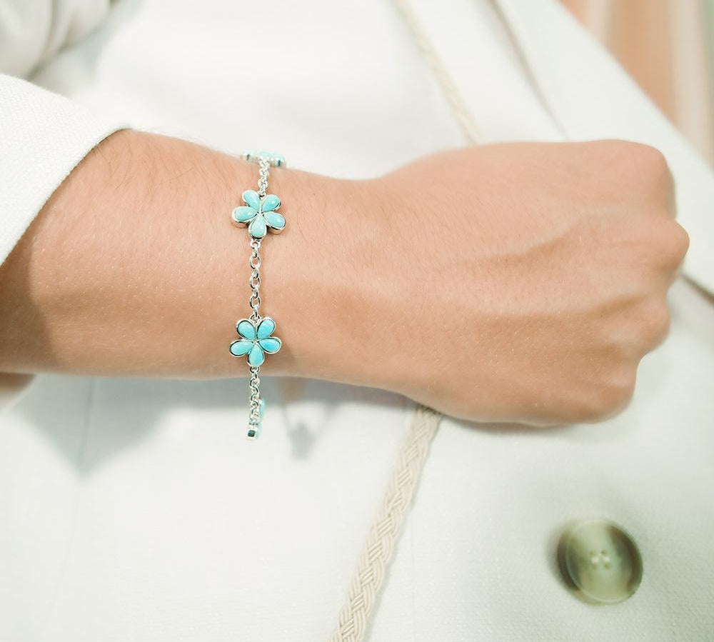 Larimar Plumeria Charm Bracelet Bracelet Island by Koa Nani 