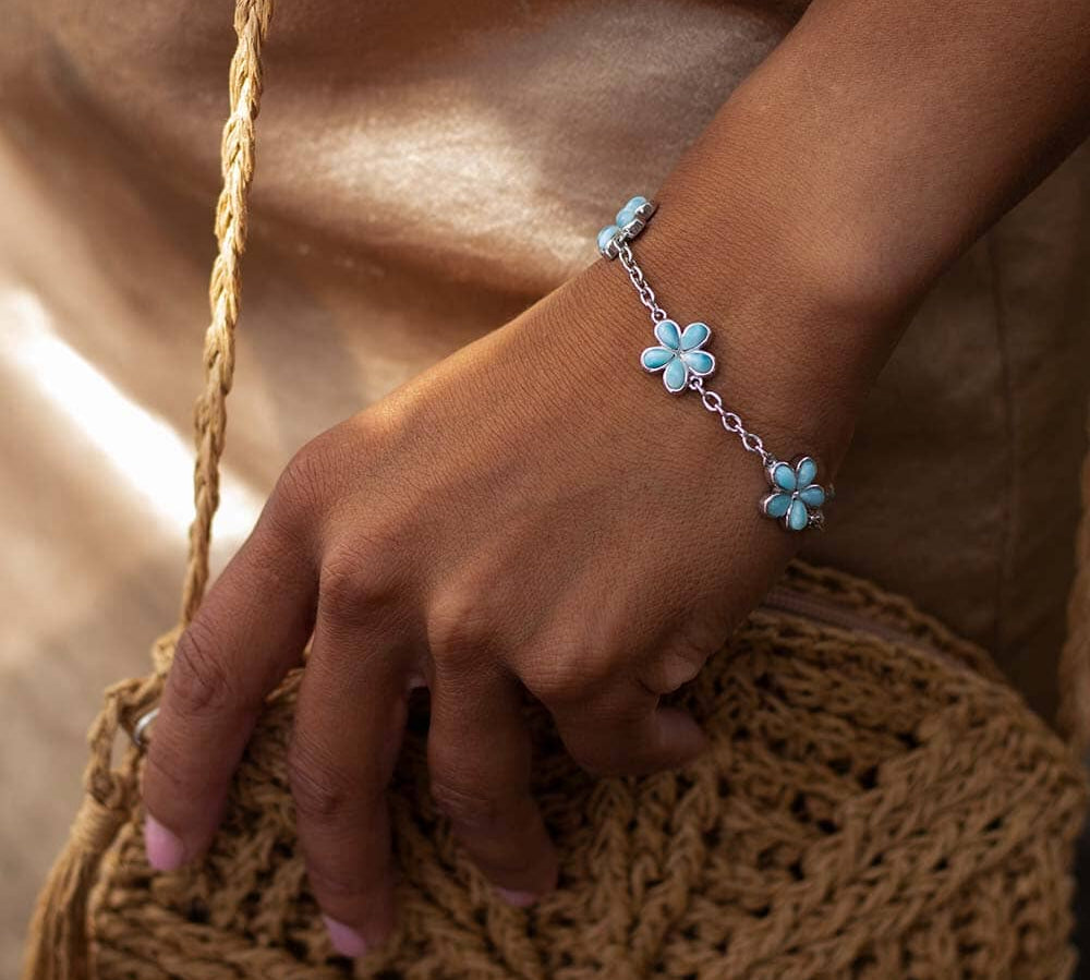 Larimar Plumeria Charm Bracelet Bracelet Island by Koa Nani 