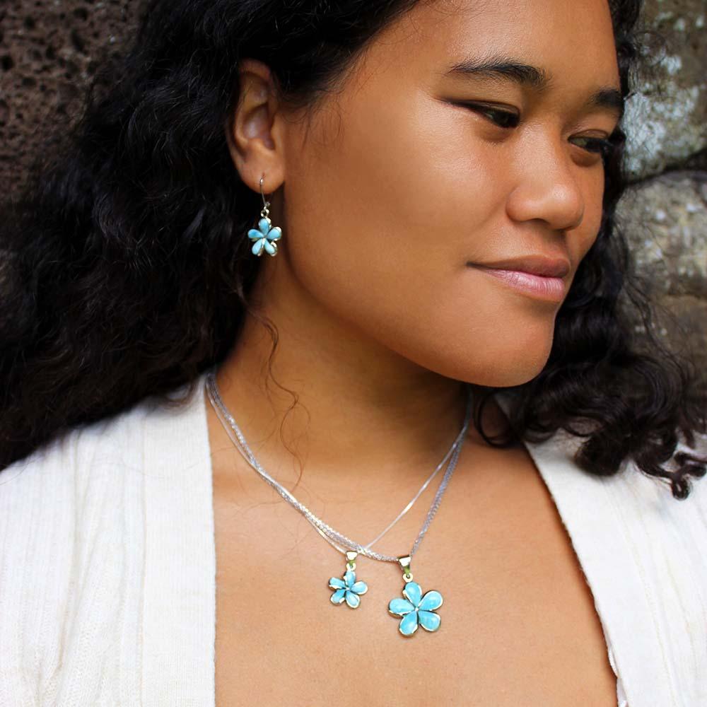 Larimar Plumeria Earrings Earrings Island by Koa Nani 