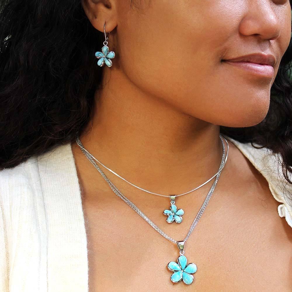Larimar Plumeria Earrings Earrings Island by Koa Nani 