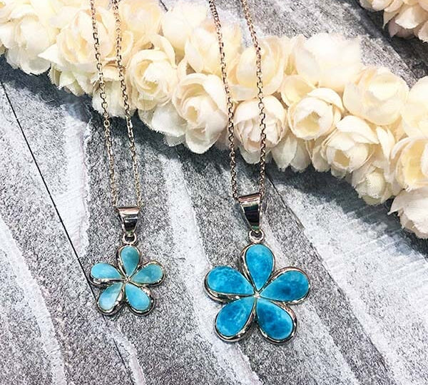 Larimar Plumeria Pendant Pendant Island by Koa Nani 