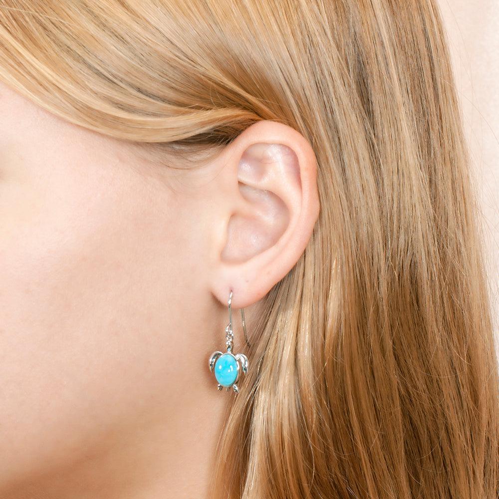 Larimar Poipu Honu Earrings Earrings Island by Koa Nani 